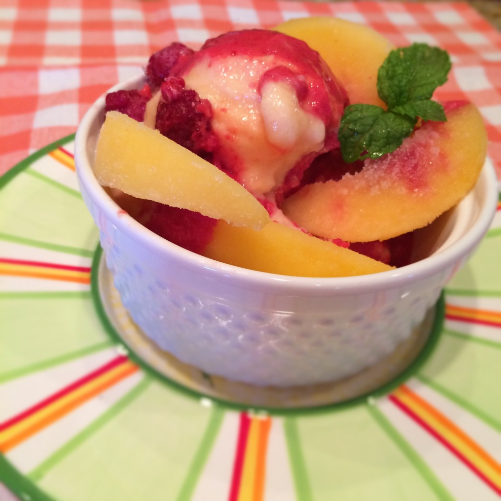 Peach-Raspberry Swirl Frozen Yogurt
