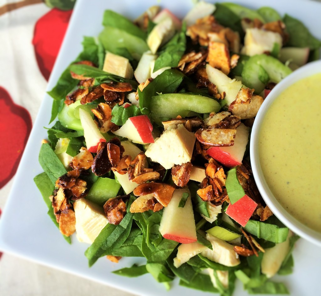 Chopped Chicken and Apple Spinach Salad with Creamy Curry Dressing 2