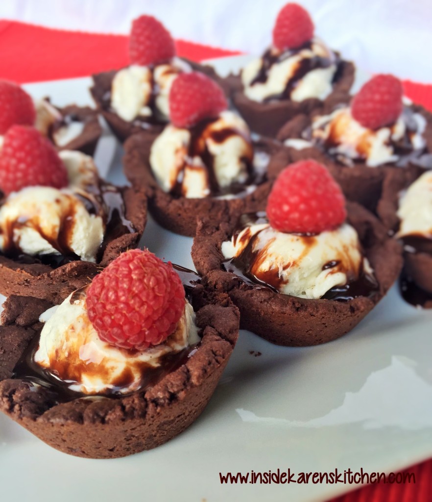 Brownie Cups with Vanilla Bean Ice Cream