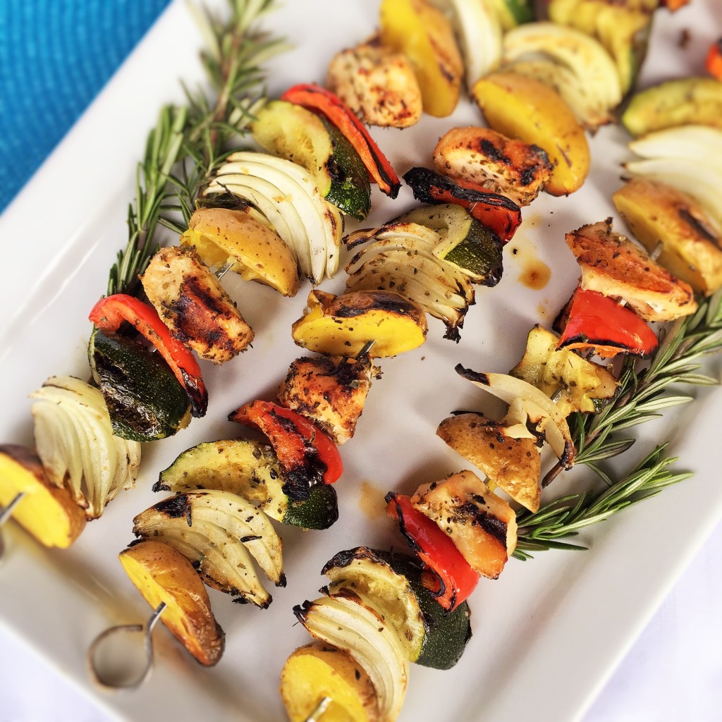 Herb Chicken, Vegetables and Idaho Baby Gold Potato Kabobs A