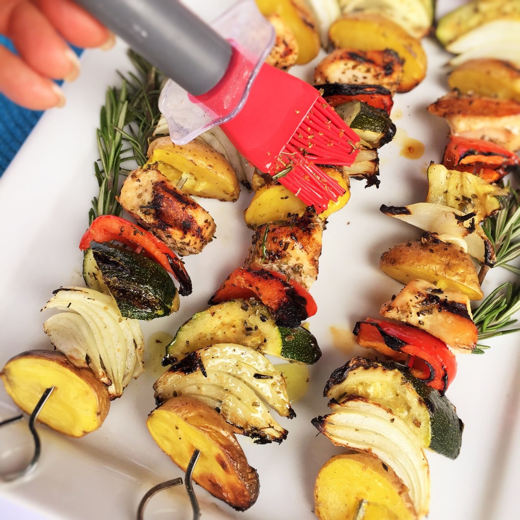 Herb Chicken, Vegetables and Idaho Baby Gold Potato Kabobs B