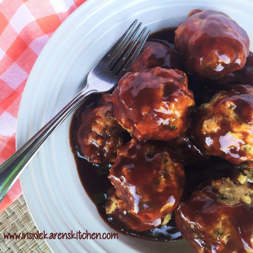 Baked Chicken Meatballs with Tangy BBQ Sauce