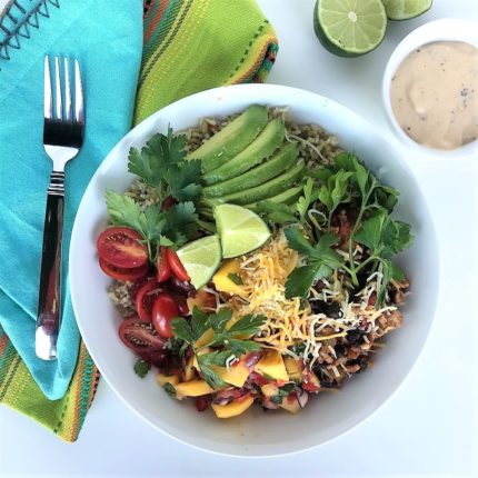 Mexican Fiesta Rice Bowl with Mango Salsa – Karen Mangum Nutrition