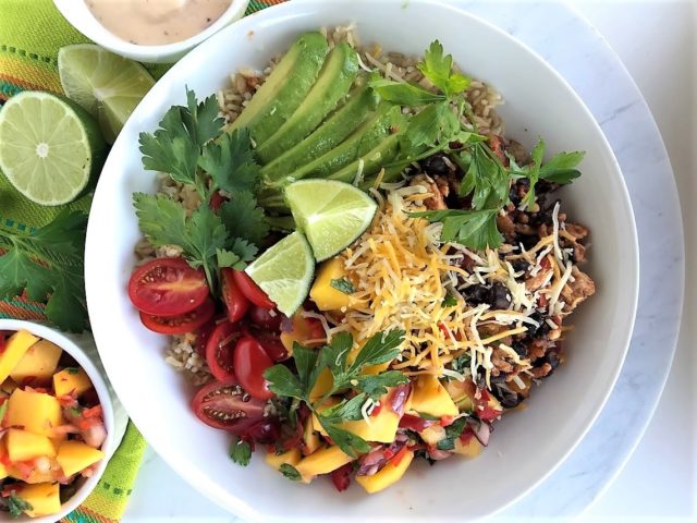 Mexican Fiesta Rice Bowl with Mango Salsa – Karen Mangum Nutrition